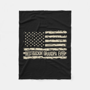 Best Bucking Grandpa Ever Camouflage Us Flag Deer Fleece Blanket