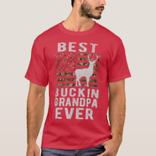 Best Bucking Grandpa Ever Camouflage US Flag Deer T-Shirt