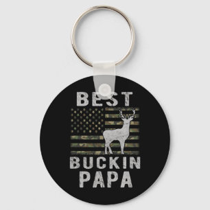 Best Bucking Papa Camouflage American Flag Deer Hu Key Ring