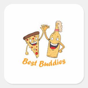 Best Buddies Pizza and Beer Square Sticker