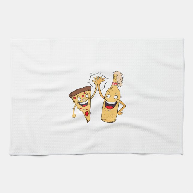 Best Buddies Pizza and Beer Tea Towel (Horizontal)
