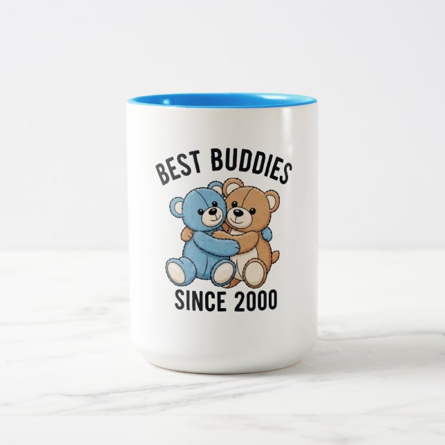 Best Buddies Since 2000 Teddy Bears Two-Tone Coffee Mug (Center)