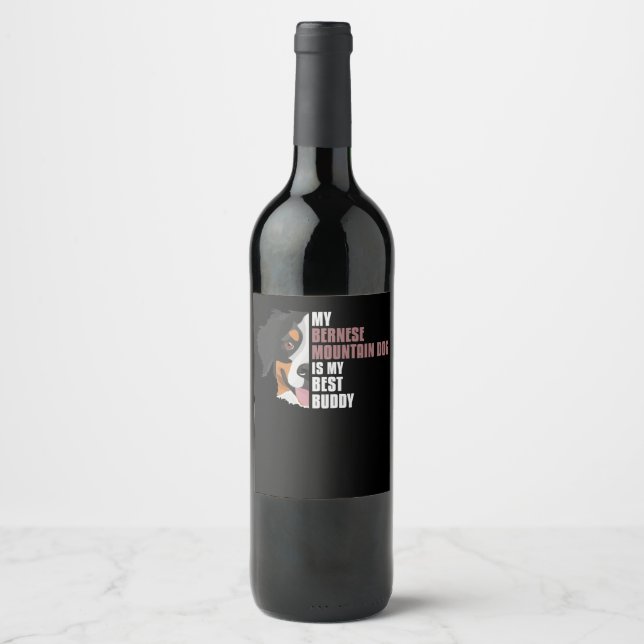 Best Buddy, Bernese Mountain Dog Wine Label (Front)