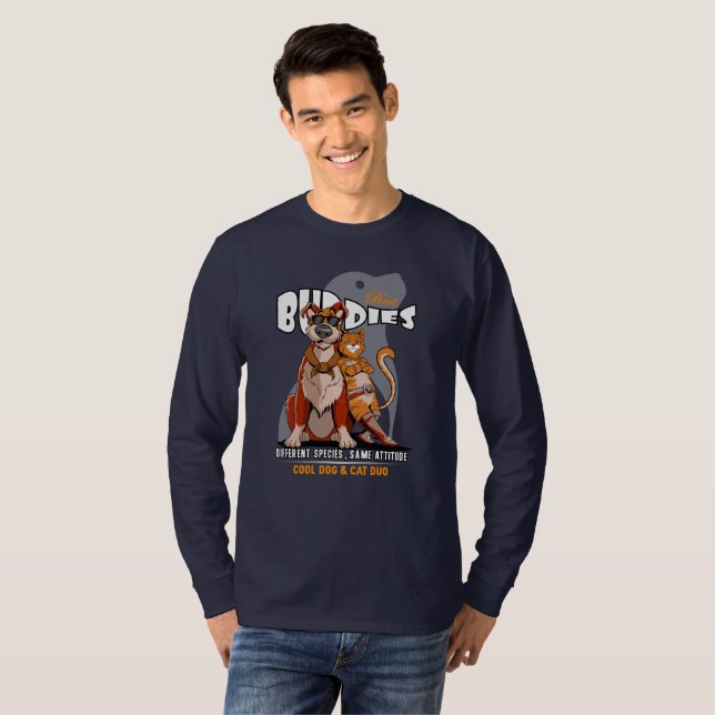Best Buddy (Dark mode) | Men's Long Sleeve T-Shirt (Front Full)