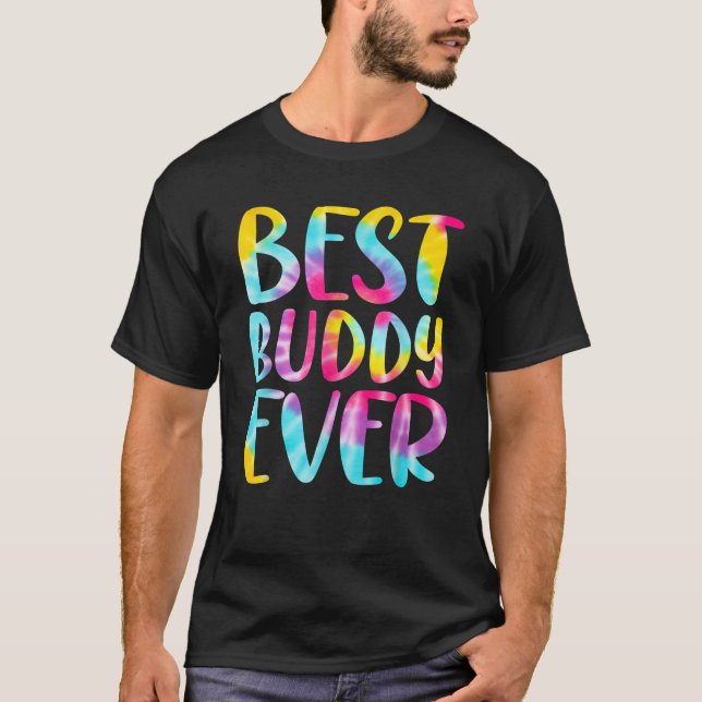 Best Buddy Ever Colourful Tie Dye Matching Family T-Shirt (Front)