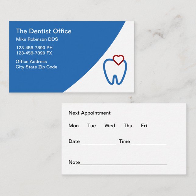 Best Budget Dentist Appointment Business Cards (Front/Back)