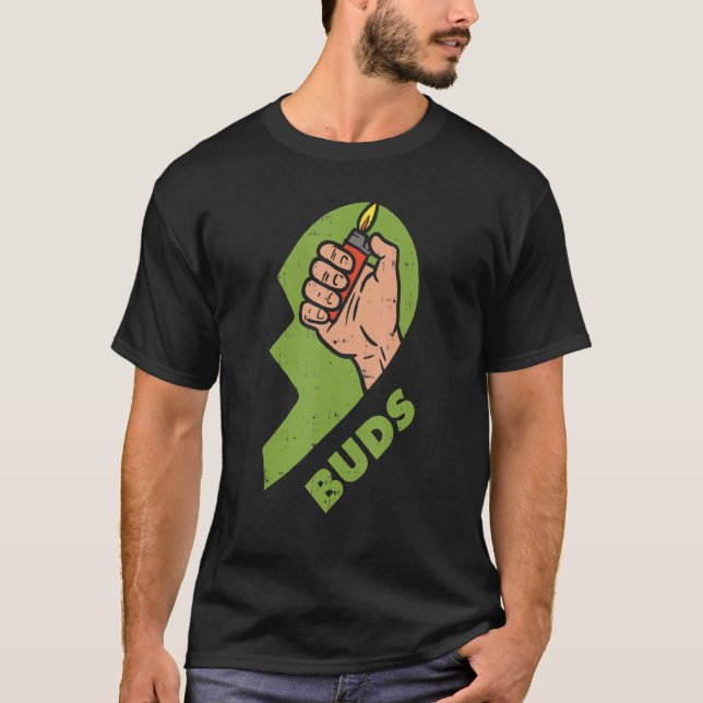 Best Buds Weed Matching Couple  Lighter Stoner Fri T-Shirt (Front)