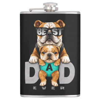 Best Bulldog Dad Ever – Cute Bulldog Father’s Day Hip Flask