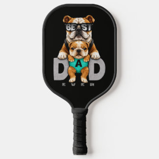 Best Bulldog Dad Ever – Cute Bulldog Father’s Day Pickleball Paddle