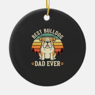 Best Bulldog Dad Ever Retro Vector Ceramic Tree Decoration