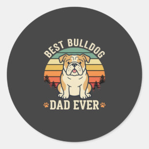 Best Bulldog Dad Ever Retro Vector Classic Round Sticker