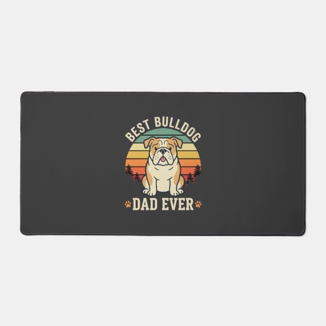 Best Bulldog Dad Ever Retro Vector Desk Mat (Front)