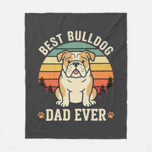 Best Bulldog Dad Ever Retro Vector Fleece Blanket