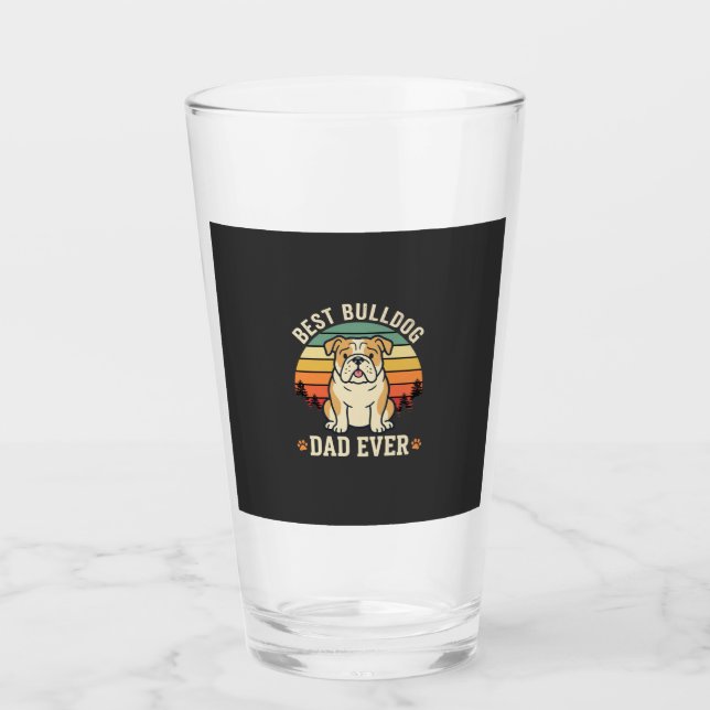 Best Bulldog Dad Ever Retro Vector Glass (Front)