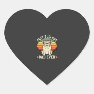 Best Bulldog Dad Ever Retro Vector Heart Sticker