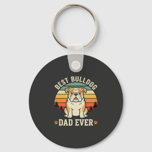 Best Bulldog Dad Ever Retro Vector Key Ring