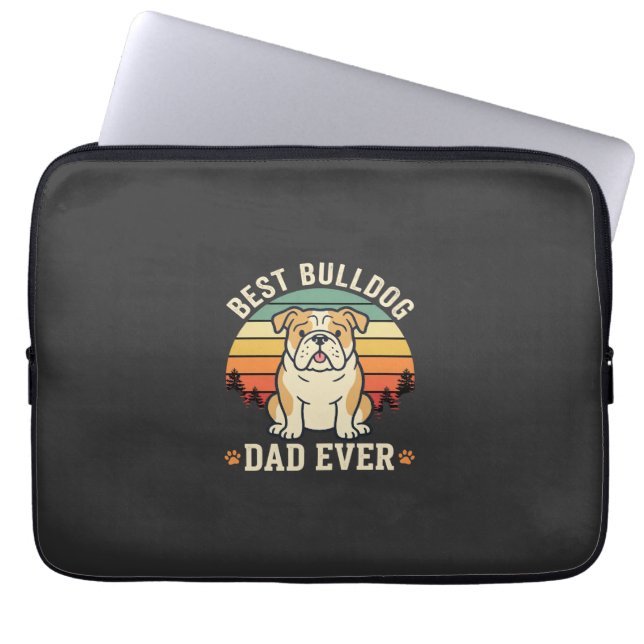 Best Bulldog Dad Ever Retro Vector Laptop Sleeve (Front)