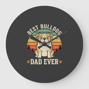Best Bulldog Dad Ever Retro Vector Large Clock