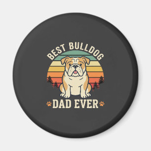 Best Bulldog Dad Ever Retro Vector Magnet