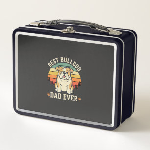 Best Bulldog Dad Ever Retro Vector Metal Lunch Box