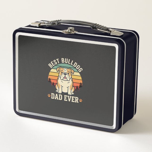 Best Bulldog Dad Ever Retro Vector Metal Lunch Box (Front)