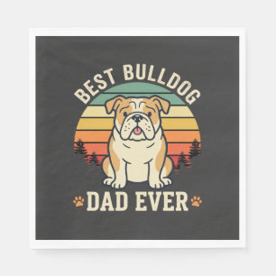 Best Bulldog Dad Ever Retro Vector Napkin