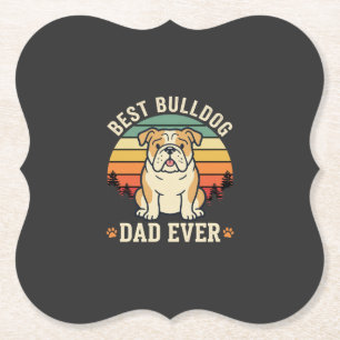 Best Bulldog Dad Ever Retro Vector Paper Coaster