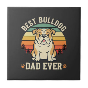 Best Bulldog Dad Ever Retro Vector Tile