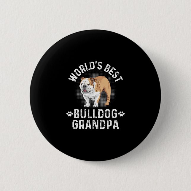 Best Bulldog Grandpa - Dog Grandfather  6 Cm Round Badge (Front)