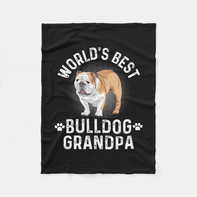 Best Bulldog Grandpa - Dog Grandfather  Fleece Blanket (Front)