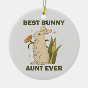 Best Bunny Aunt Ever Cute Kawaii Family Party Ceramic Tree Decoration