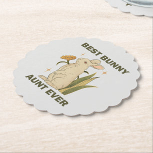 Best Bunny Aunt Ever Cute Kawaii Family Party  Paper Coaster