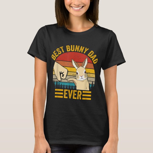 Best Bunny Dad Ever Vintage Rabbit Lover Father Pe T-Shirt (Front)