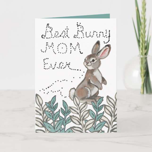 Best Bunny Mum Ever Cute Rabbit Text Mother's Day  Card (Front)