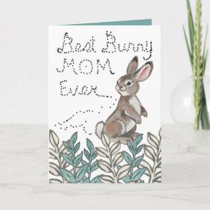 Best Bunny Mum Ever Cute Rabbit Text Mother's Day  Card