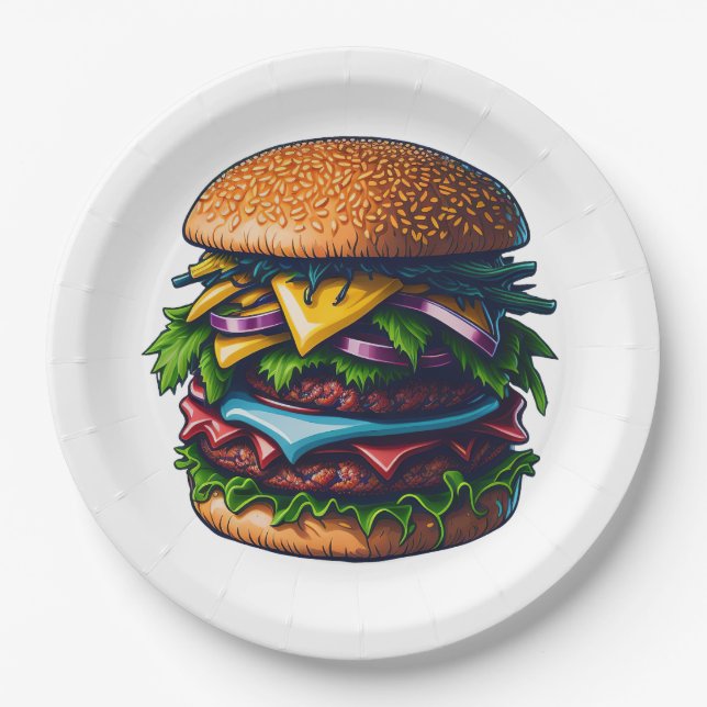 Best Burgers Here Paper Plate (Front)
