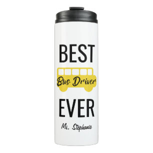 Best Bus Driver Ever Personalised Yellow Black Thermal Tumbler