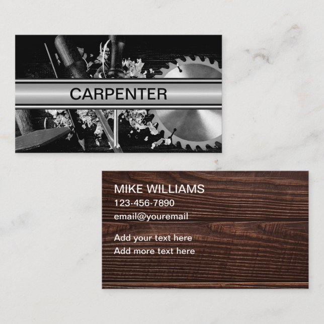Best Business Cards For A Carpenter (Front/Back)