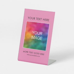 Best Business Company Logo Text Here Modern Pink Pedestal Sign