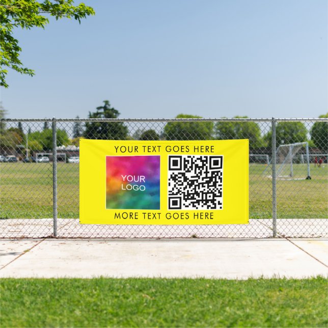 Best Business Logo QR Code Template Bright Yellow Banner (Insitu)
