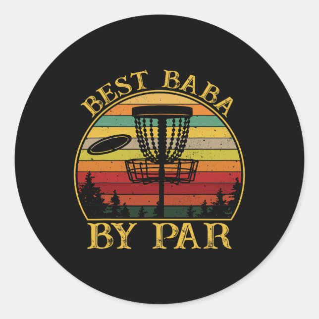Best By Par Funny Disc Golfing Uncle  Classic Round Sticker (Front)