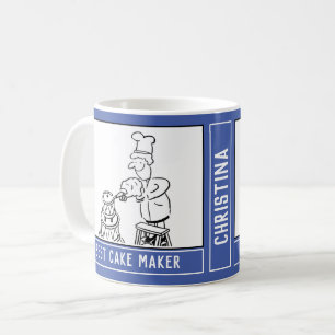 Best Cake Maker Cartoon with Name Choice. Coffee Mug