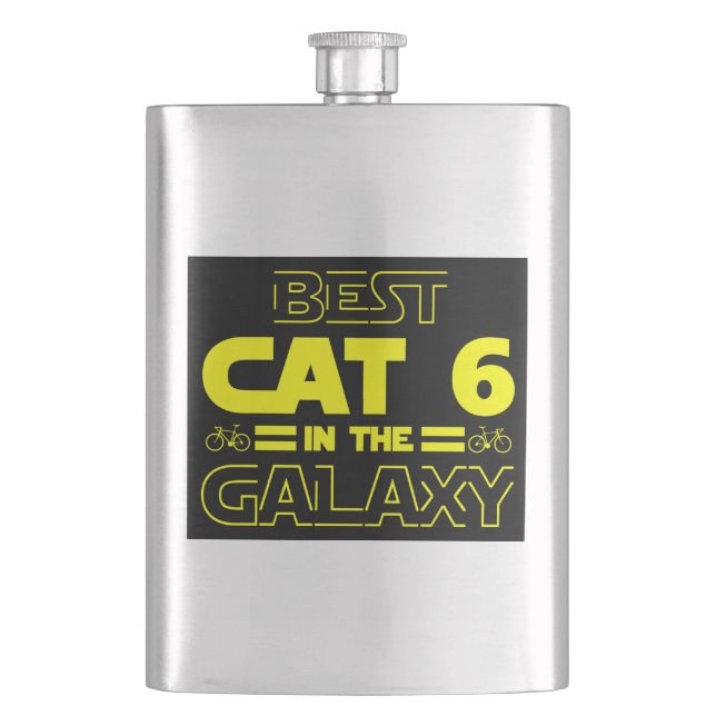 Best Cat 6 In The Galaxy Hip Flask (Front)