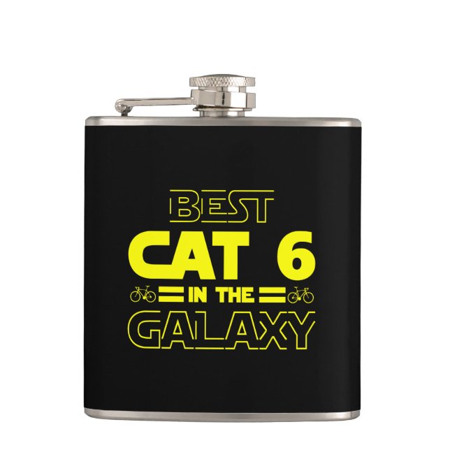 Best Cat 6 In The Galaxy Hip Flask (Front)