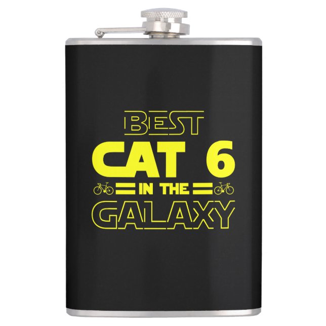 Best Cat 6 In The Galaxy Hip Flask (Front)
