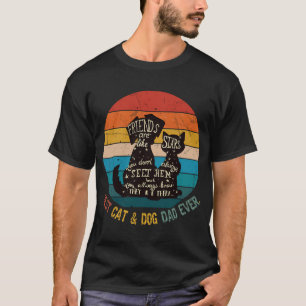 Best Cat And Dog Dad Ever - Funny Vintage Catdog - T-Shirt