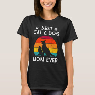 Best Cat And Dog Mum Ever Vintage Retro Pet Owner  T-Shirt
