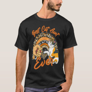 Best Cat Aunt Ever  Cat Leopard Rainbow Mother's D T-Shirt