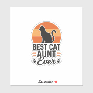 Best Cat Aunt Ever Vintage Sunset Cat Shirt Design
