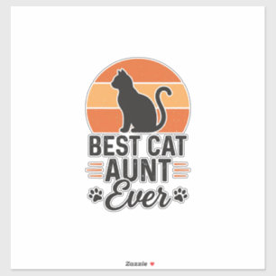 Best Cat Aunt Ever Vintage Sunset Cat Shirt Design